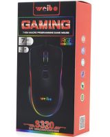 Игровая проводная компьютерная мышка Weibo S320 USB 7 Кнопок с RGB подсветкой для ПК, Геймерская USB мышь 4800 DPI для компьютера и ноутбука Черная