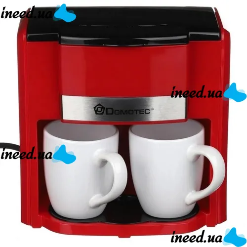 Капельная кофеварка на две чашки Domotec MS-0705 c 2 керамическими чашками, Домашняя электрическая кофемашина для чая и кофе на 0.3 л 500W Красная