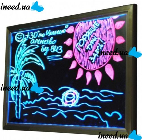 Рекламная светящаяся LED доска 500х700 ( флуоресцентная ) 500 х 700 fluorecent board 50*70