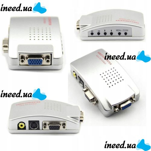 Универсальный конвертер VGA-RCA AV + S-Video TV converter с VGA на RCA тюльпаны для подключение от ПК к ТВ.