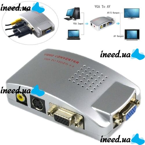Универсальный конвертер VGA-RCA AV + S-Video TV converter с VGA на RCA тюльпаны для подключение от ПК к ТВ.