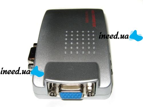 Универсальный конвертер VGA-RCA AV + S-Video TV converter с VGA на RCA тюльпаны для подключение от ПК к ТВ.