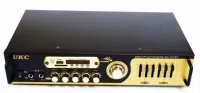 Стерео усилитель мощности звука UKC AV-121BT 200W, Пятиканальный портативный стереоусилитель с караоке на 2 микрофона, FM радио и Bluetooth USB