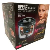 Электрическая мультиварка скороварка Opera Digital OD-166 на 6 л, Пароварка 12 режимов приготовления, рисоварка Опера с подогревом и таймером Серая