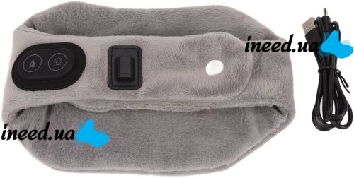Массажер грелка для шеи с подогревом Calm Heat Massaging Neck вибромассажный согревающий шейный шарф бандаж для массажа, массажер-грелка от USB Серый