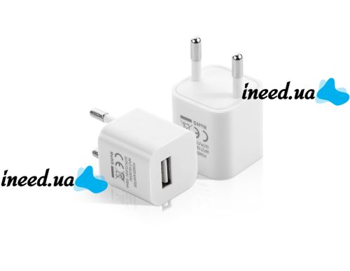 USB Адаптер - зарядка White 220V 1А кубик, блок питания