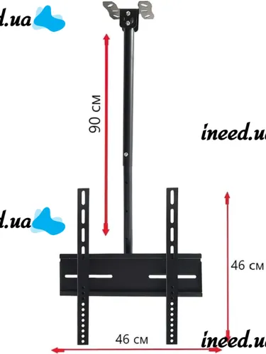 Потолочный кронштейн V-star D807 для телевизора и монитора 26-55", Потолочное крепление до 45 кг для ТВ, Крепеж на потолок для TV D-807 Черный