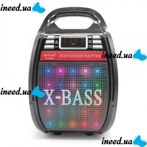 Портативная беспроводная Bluetooth колонка чемодан X-BASS Golon RX-810BT со светомузыкой и микрофоном, Акустическая блютуз система с караоке Черная