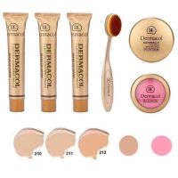 Набор тональных кремов Dermacol Make-up 6 в 1 M809 210, 211, 212 + Кисть щетка, Пудра, Румяна