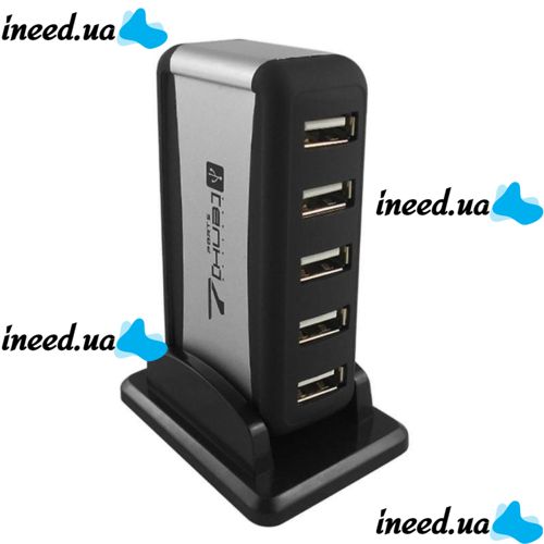 Вертикальный USB хаб HUB 2.0 Tomtop на 7 портов разветвитель удлинитель от сети