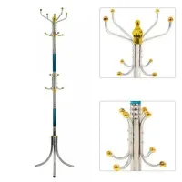 Напольная вертикальная вешалка тренога Coat Rack для верхней одежды 16 крючков, Переносная разборная металлическая стойка для сумочек и зонтов