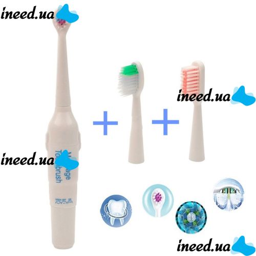 Электрическая зубная щётка на батарейках 3 в 1 Massage Toothbrush R008-1