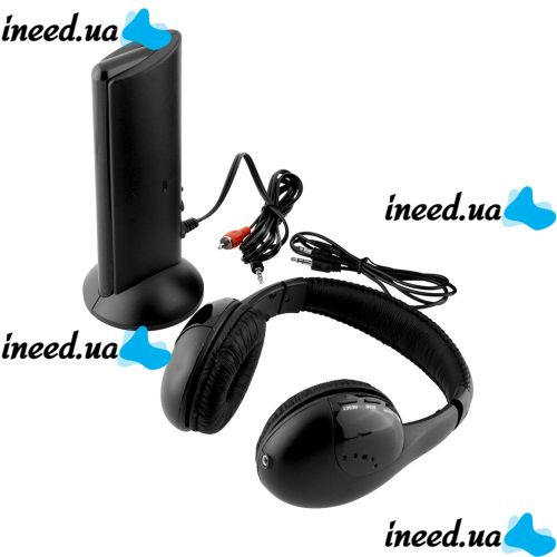 Наушники с микрофоном беспроводные 5 в 1 MH2001 Black + FM радио Wireless,  mp3 pc tv,