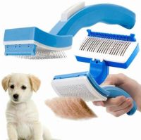 Самоочищающаяся щетка для вычесывания животных Pet Zoom с триммером массажная PetZoom шерсти Пет Зум