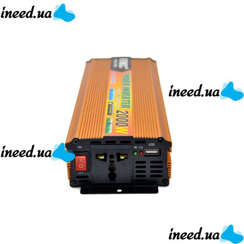 Автомобильный инвертор UKC 24V-220V 2000W авто преобразователь напряжения тока от прикуривателя и аккумулятора, зарядное с защитой от перегрева 2000Вт