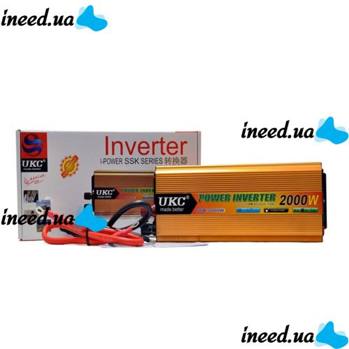 Автомобильный инвертор UKC 24V-220V 2000W авто преобразователь напряжения тока от прикуривателя и аккумулятора, зарядное с защитой от перегрева 2000Вт