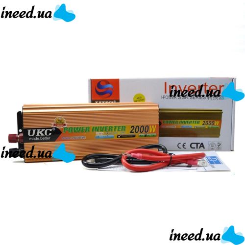 Автомобильный инвертор UKC 24V-220V 2000W авто преобразователь напряжения тока от прикуривателя и аккумулятора, зарядное с защитой от перегрева 2000Вт