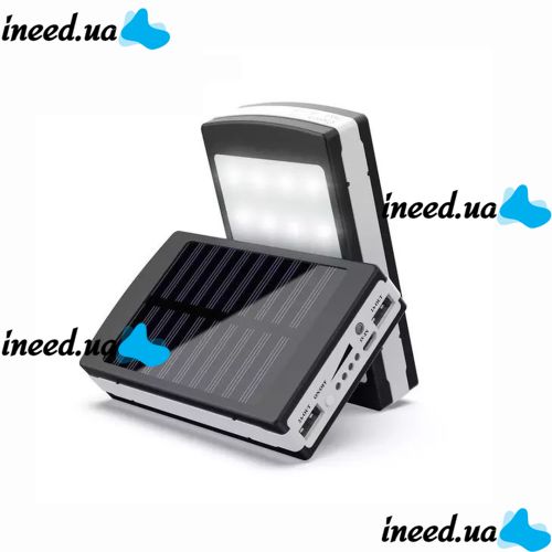 Портативное зарядное Power Bank Solar 50000 mAh c Led фонариком УМБ Metal Черный на солнечной батарее Павербанк, внешний аккумулятор, PowerBank 