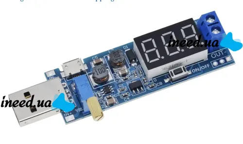 Универсальный понижающий повышающий преобразователь USB WX-6423 DC-DC 3.5-12V 1.2-24V Модуль преобразования напряжения 3.5-12В 1.2-24В с вольтметром