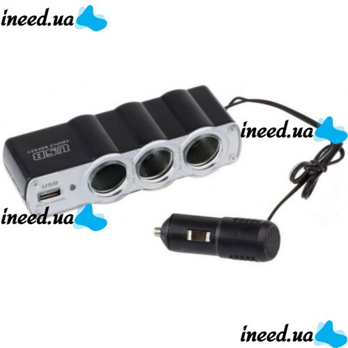 Тройник сплиттер в прикуриватель авто адаптер USB WF-0120