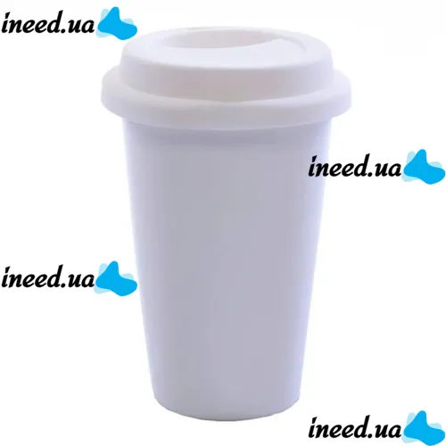 Керамический стакан чашка StarBucks Ceramic Cup HY-101, Многоразовая термочашка Старбакс 300 мл с силиконовой крышкой с поилкой Белая
