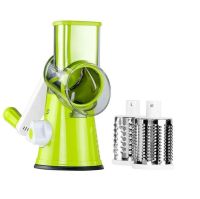 Многофункциональный мультислайсер Kitchen Master овощерезка для нарезания овощей и фруктов 3 насадки, Ручная овощерезка терка Китчен Мастер Зеленая