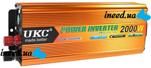 Автомобильный инвертор UKC 24V-220V 2000W авто преобразователь напряжения тока от прикуривателя и аккумулятора, зарядное с защитой от перегрева 2000Вт