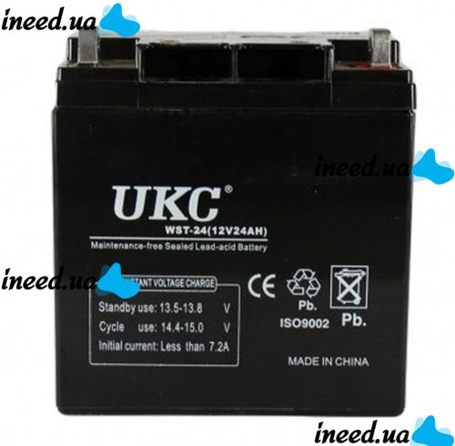 Универсальный аккумулятор UKC 12V 24Ah WST-24 (Аккумуляторная батарея 12В 24Ач)