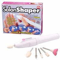 Беспроводной фрезер для маникюра и педикюра Salon Shaper 5 насадок, Маникюрный набор ногтевая шлифовальная машина Салон шейпер от батареек Белый