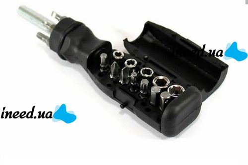 Отвертка с усиленной ручкой и насадками битами TOOL QC002 5 насадок