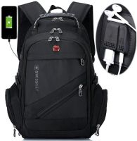 SwissGear 8810 39L Backpack, 17" + USB + Raincoat black Black