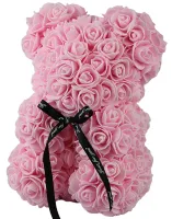 Маленький мишка из искусственных 3D роз Teddy Bear de Luxe 25 см Pink, розовый медведь Тедди