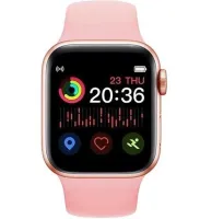 Wrist Smart Watch Smart Watch T500 Sports with Microphone Tonometer IP67 Aluminum 44mm Smart Watch with Fitness and Health Function Pink