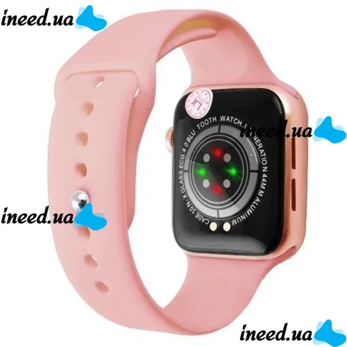 Wrist Smart Watch Smart Watch T500 Sports with Microphone Tonometer IP67 Aluminum 44mm Smart Watch with Fitness and Health Function Pink
