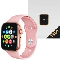 Wrist Smart Watch Smart Watch T500 Sports with Microphone Tonometer IP67 Aluminum 44mm Smart Watch with Fitness and Health Function Pink