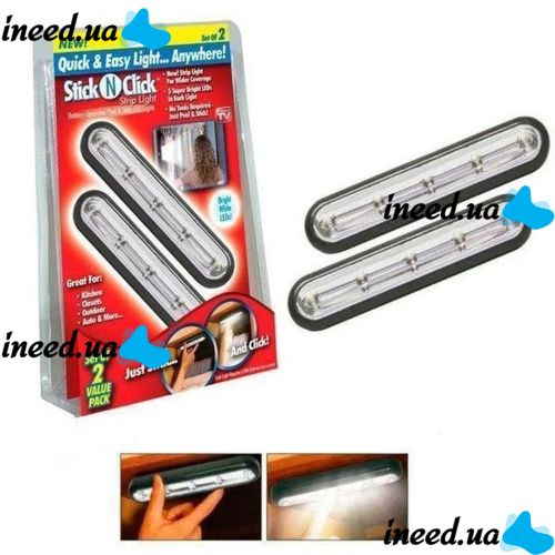Светильник настенный StickNClick самоклеющиеся светильники Stick N Click Strip Light потолочные светильники