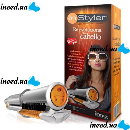 Профессиональные щипцы утюжок Instyler M-125 для укладки волос с вращающимся цилиндром, Плойка для завивки и выпрямления Инстайлер 45W Серебристый