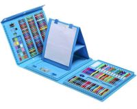 Children's Just Art drawing set for 208 items with an easel in a suitcase, an art set of paints for creativity in a Blue case