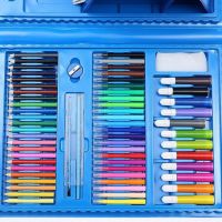 Children's Just Art drawing set for 208 items with an easel in a suitcase, an art set of paints for creativity in a Blue case