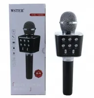 Беспроводной караоке микрофон WSTER WS-1688 Bluetooth USB AUX FM со встроенной колонкой и 5 тембрами голоса на аккумуляторе с динамиком WS1688 Черный
