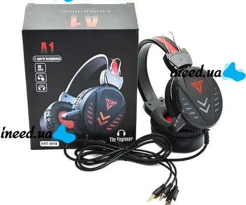 The Engineer A1 Wired Overhead USB Headphones with Microphone and LED Backlight, Gaming Headset for Computer, Gaming A-1, A1