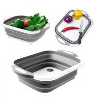 Складная разделочная доска Chopping Board 4 в 1 для мытья и резки овощей с сливным отверстием миска Chopper