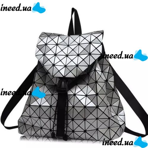 Спортивный женский геометрический рюкзак, Bao Bao Geometric Issey Miyake Silver Style, Маленький модный серебристый портфель Бао Бао из экокожи