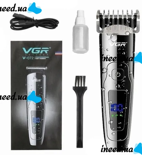 Беспроводная машинка для стрижки USB VGR V-072 с регулировочной насадкой VGR V-072, Водонепроницаемый аккумуляторный триммер бритва с LED дисплеем 5W