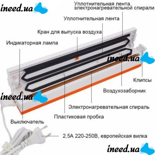 Вакуумный упаковщик пакетов Protech Freshpack Pro HQ-1 Вакууматор, прибор для упаковки еды, продуктов RS-6
