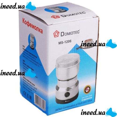Електрична роторна кавомолка Domotec MS-1206 150W подрібнювач для подрібнення кави, горіхів, сухих бобів і ЗЕРНОВИХ культур, Електрокавомолка