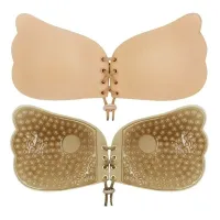 Силиконовый невидимый бюстгальтер Fly Bra Butterfly с эффектом Рush Up лифчик невидимка фиксация груди без бретелей, бежевый телесный черный флай бра