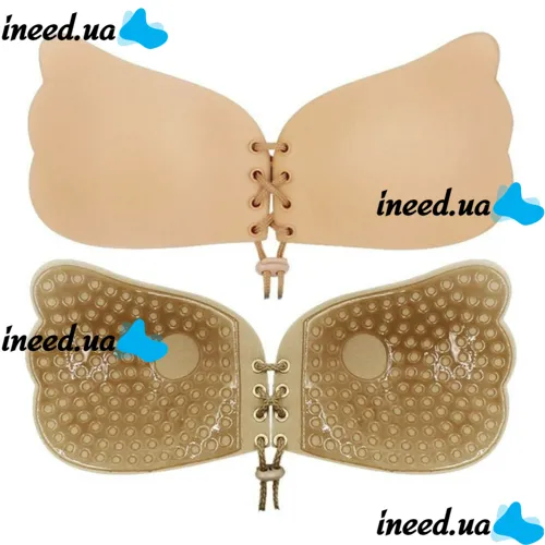 Силиконовый невидимый бюстгальтер Fly Bra Butterfly с эффектом Рush Up лифчик невидимка фиксация груди без бретелей, бежевый телесный черный флай бра