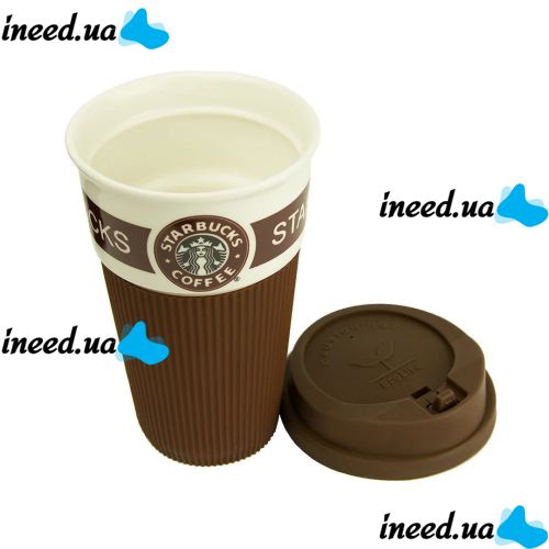 Чашка керамическая кружка StarBucks Brown коричневая стакан для кофе, чая, горячих напитков Star Bucks