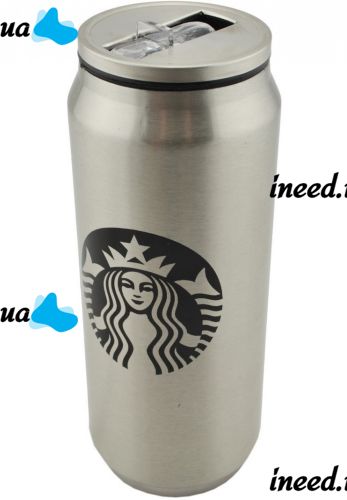 Металлическая термокружка Starbucks 450мл Старбакс PTKL-360 банка с трубочкой